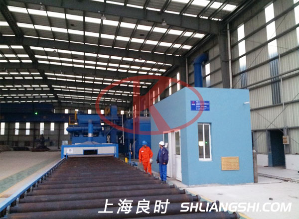 点击图片可在新窗口打开 风电塔筒钢板抛丸预处理流水线